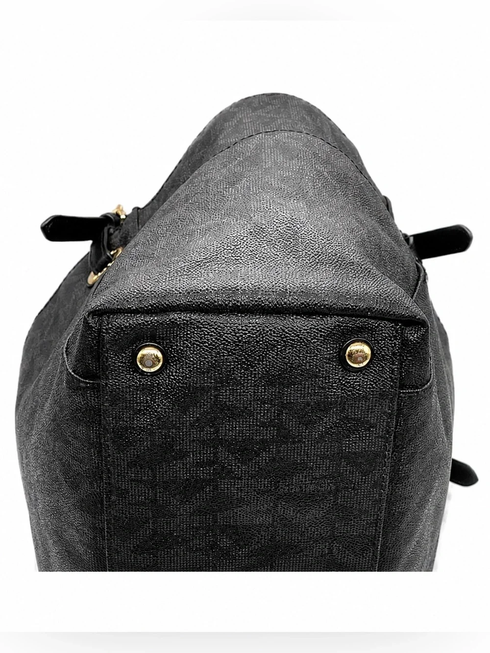 Michael Michael Kors Jet Set Black Logo Jacquard Tote Gold Hardware